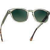 WearMe Pro - Men's Retro Round Oval Polarized Sunglasses, Lightweight Acetate Frame, UV Protection, Metal Core Design
