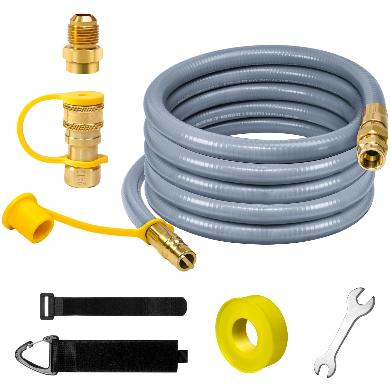 Photo 1 of 24 FT 1/2 Inch ID Natural Gas Grill Hose with Quick Connect Fittings, Propane to Natural Gas Conversion Kit Gas Line for Grill, BBQ, Pizza Oven, Heater and More Low Pressure Appliance