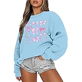 KIDDAD Oversized Bow Sweatshirt for Women Y2K Coquette Long Sleeve Sweater Cute Clean Girl Aesthetic Fall Pullover Tops
