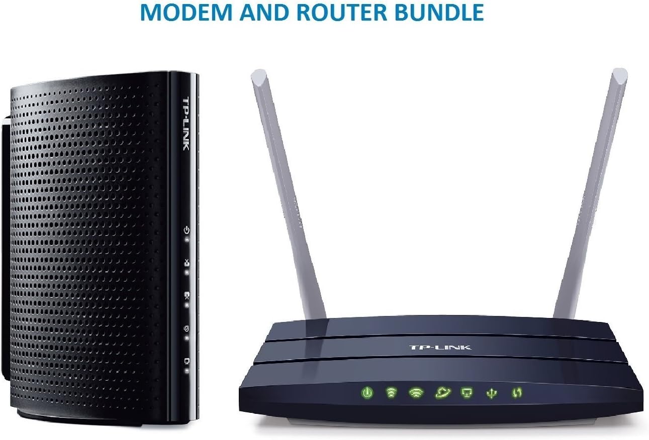 TP-Link DOCSIS 3.0 (8x4) High Speed Cable Modem (TC-7610) and TP-Link AC1200 Wireless Wi-Fi Dual Band Router (Archer C50) Bundle Kit - Comcast, TWC, Cox Cable, and Brighthouse 100 Compartible