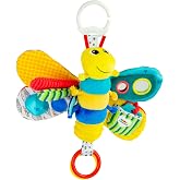 Lamaze Clip On Car Seat and Stroller Toy - Freddie the Firefly - Includes Lady Bug Teether - High Contrast Sensory Crinkle Toys for Babies - Infant Travel Toys - Ages 0 Months and Up