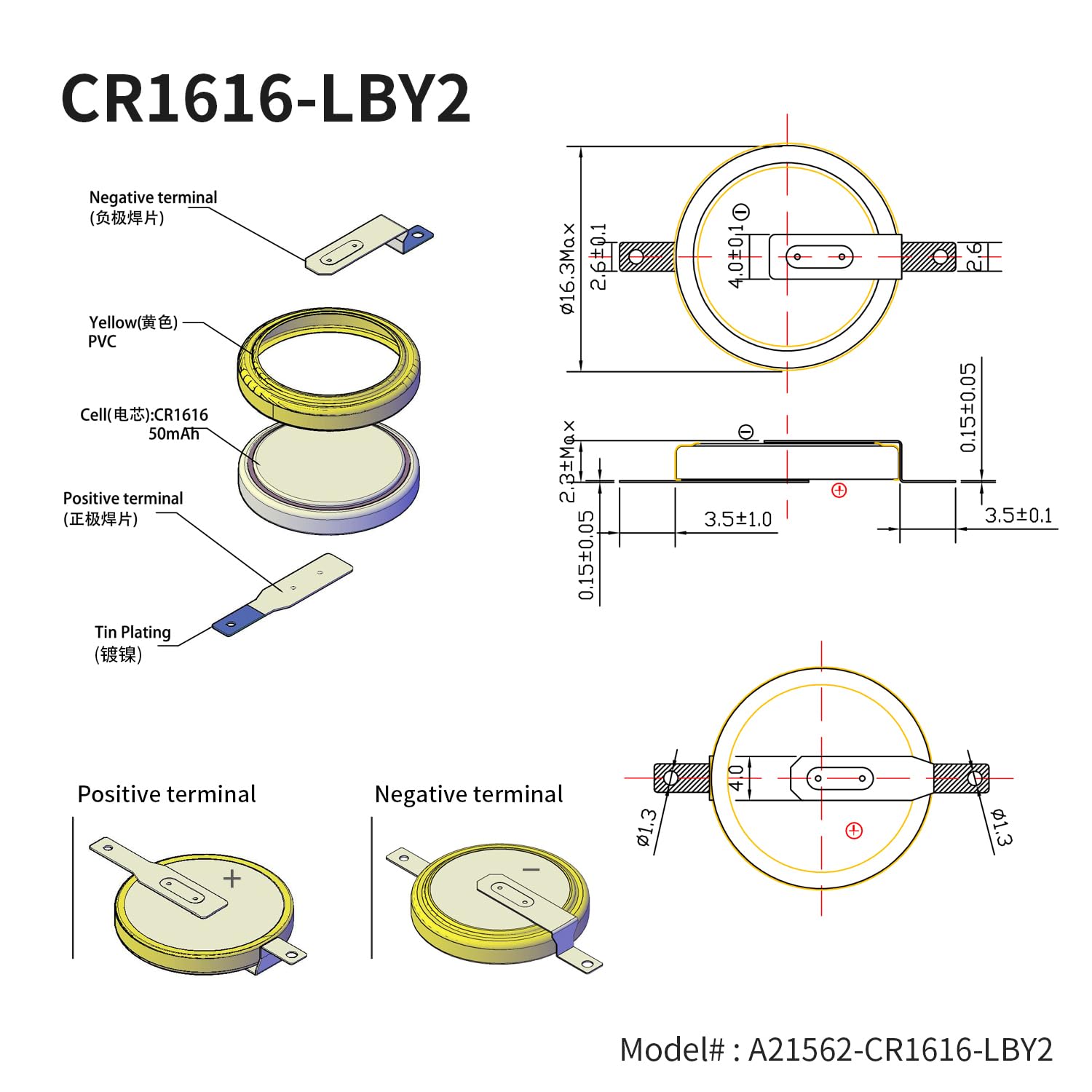 EEMB 10PACK Tabbed CR1616 Battery with Solder Tabs 3V Lithium Batteries for Gameboy Cartridge Batteries Ruby Gameboy Advance SP Fire Red Leaf Green Emerald, 1616 Battery GBA Gameboy Advance Cart Save