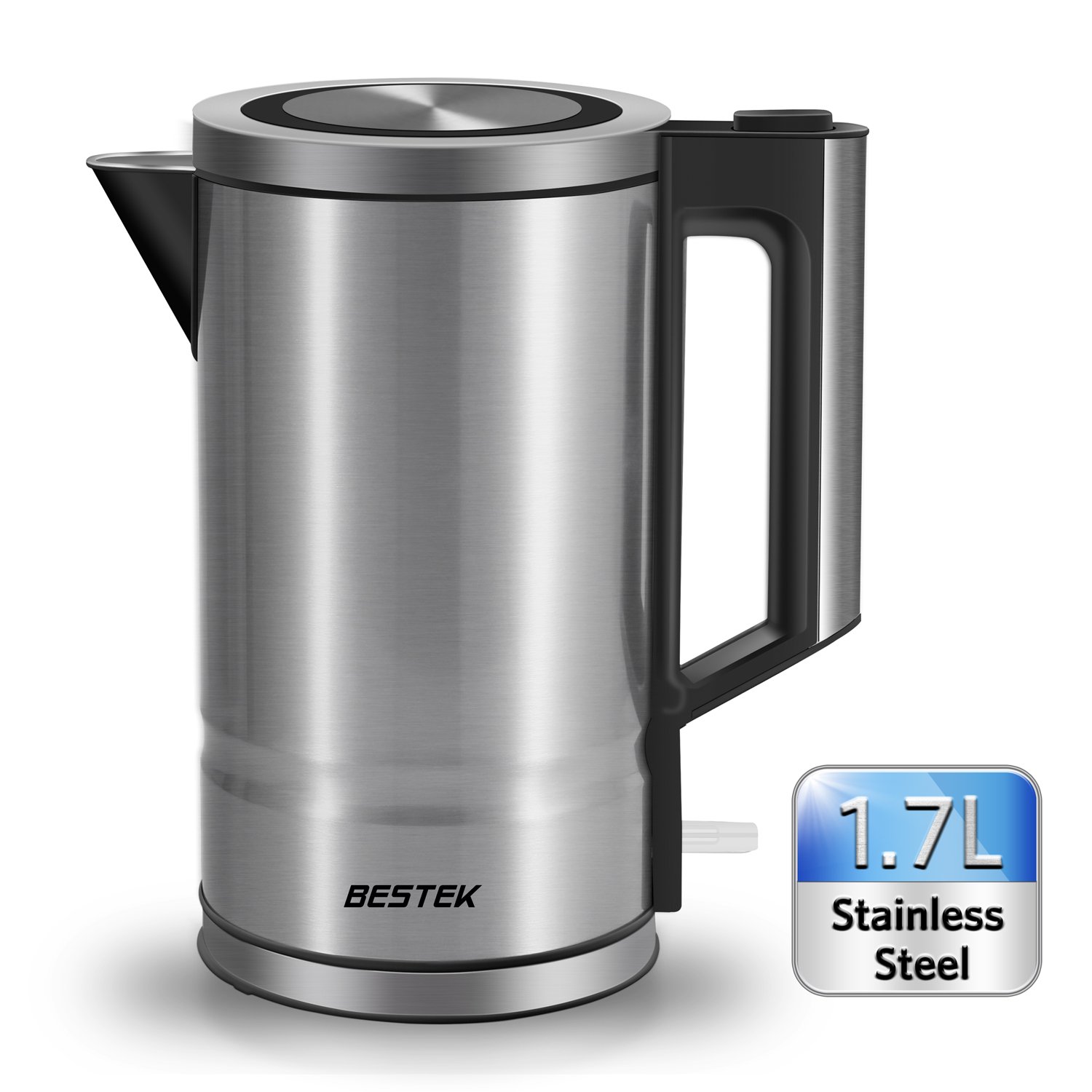 BESTEK Electric Kettle Double Wall Stainless Steel Kettle with British