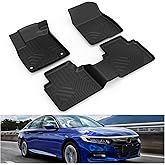 KIWI MASTER Floor Mats for 2018-2022 Honda Accord, Custom Fit All Weather Car Mats, Heavy Duty TPE Floor Liners, Front & Rear 2 Row, Black