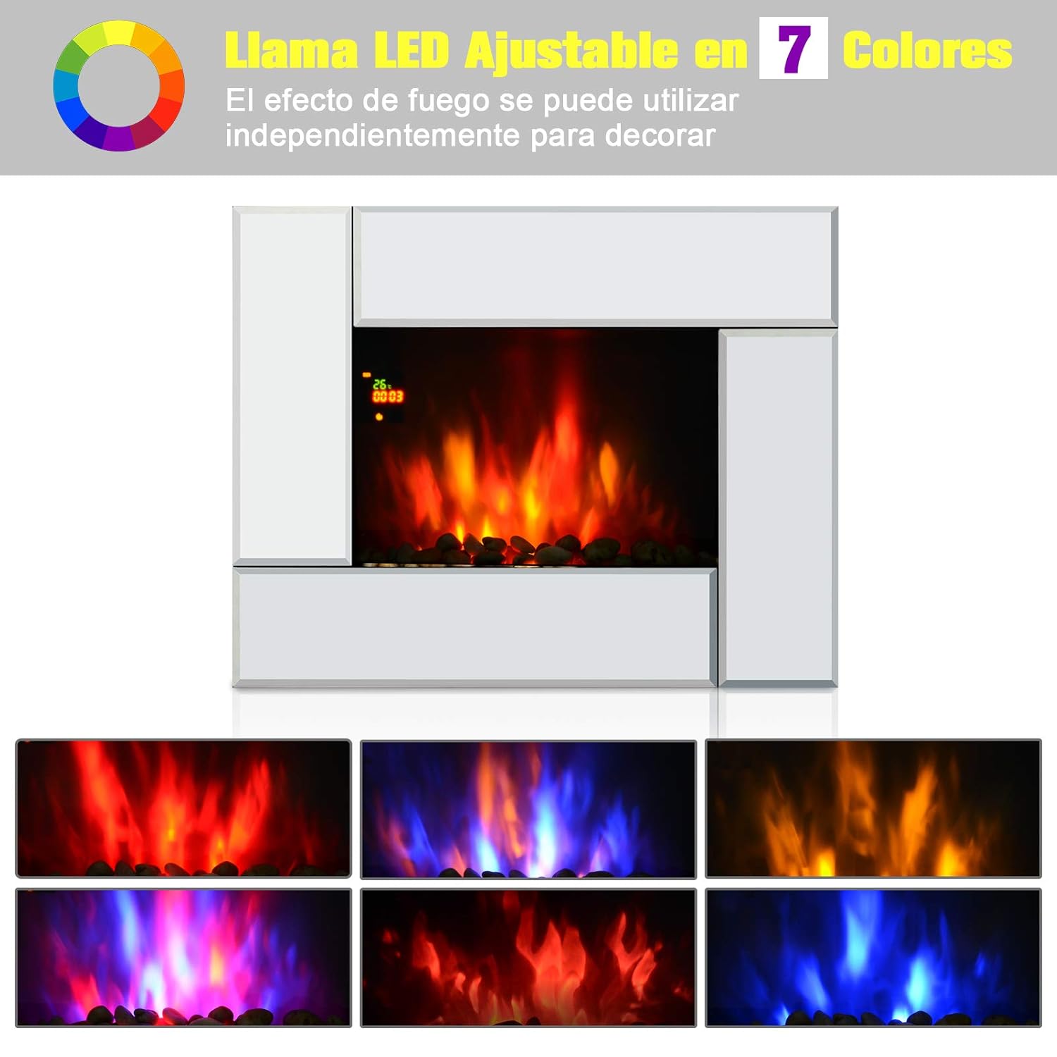 Chimenea Eléctrica 7 colores programable - HoyMeLoCompro 【Ofertas 2021
