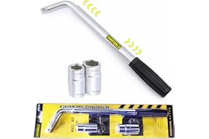 VIATOOLS 20" Universal Extended Lug Wrench 4 Way Heavy Duty Tire wrench Standard Sockets 17mm 19mm 21mm 23mm for Cross Wheel Wrench