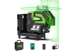 Huepar Self Leveling Green Laser Level Cross Line with 2 Plumb Dots Laser Tool -360 Horizontal Line Plus Large Fan Angle of Vertical Beam -Li-ion Battery with Type-C Charging Port&Magnetic Base 7211CG