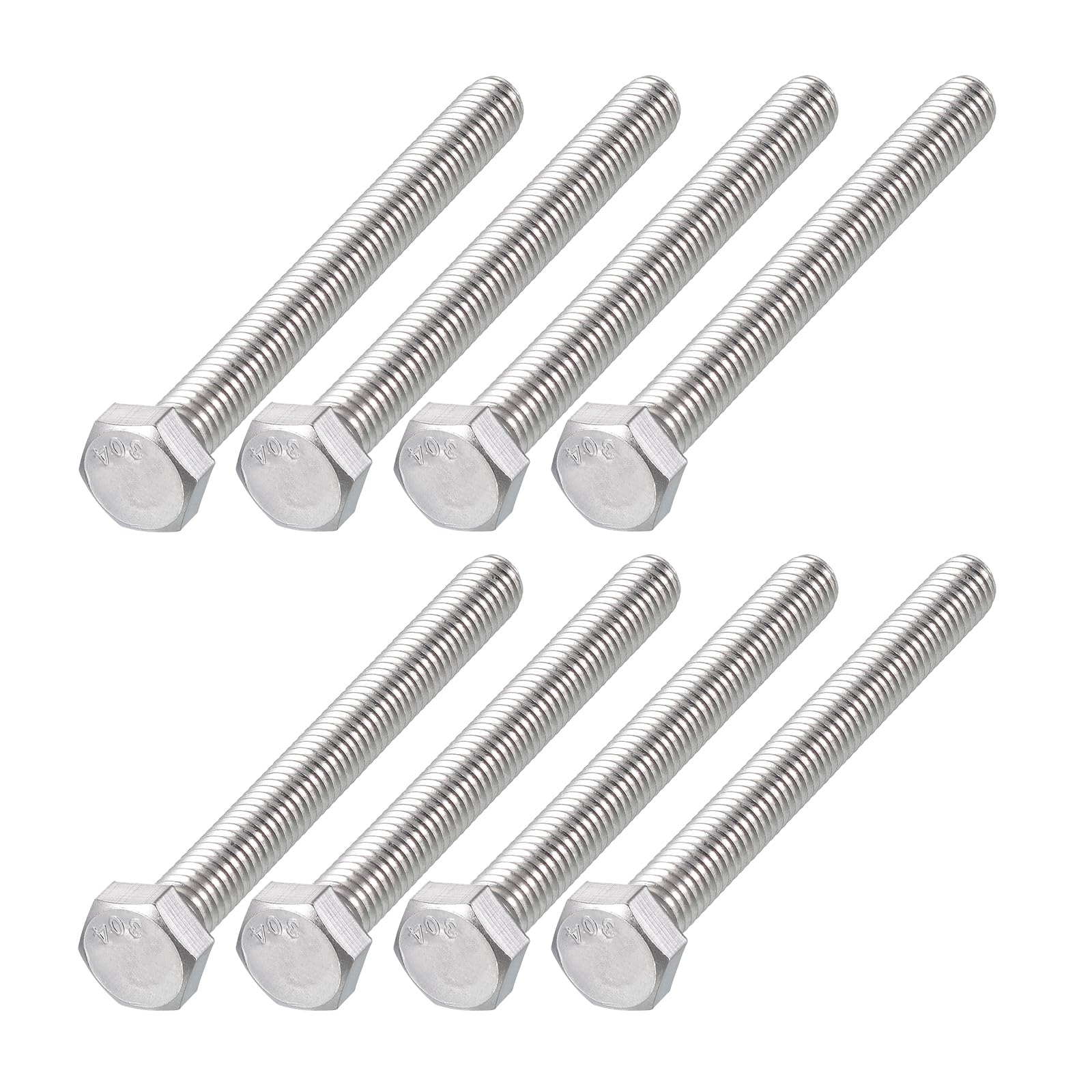 METALLIXITY Hex Head Bolts (5/16-18 x 3-1/2") 8Pcs, 304 Stainless Steel 18-8, Fully Threaded, External Hex Drive, Plain Finish, Hex Head Screw Bolt, Silver โ image 1