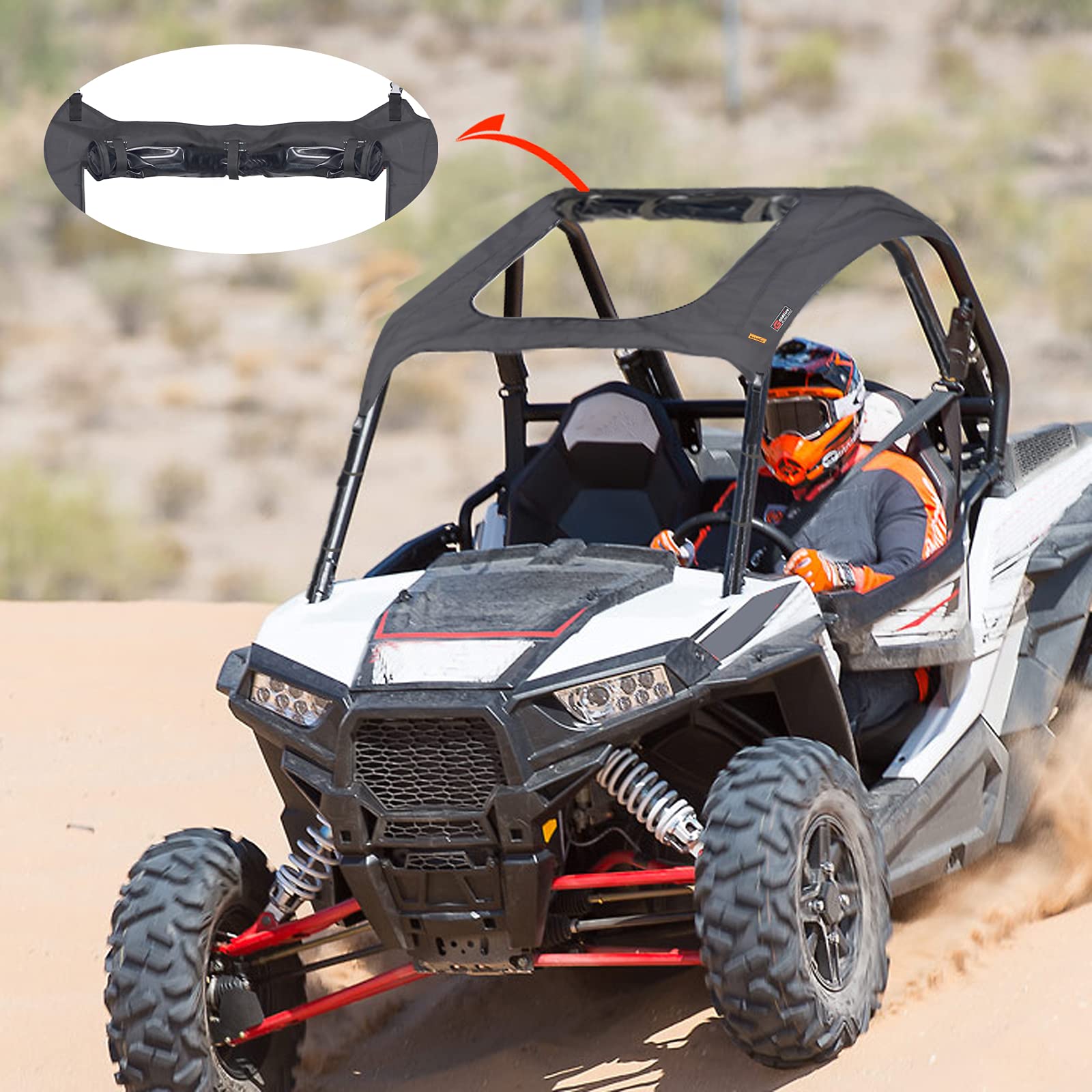 Photo 1 of RZR Mesh Soft Top, Goldfire Convertible RZR Canvas Fabric Roof Top with Sunroof Fits for RZR XP 1000 Turbo 900 (2 Seater)