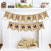 Doumeny 2Pcs Football Game Day Burlap Banner American Football Bunting Garland Sports Theme Party Banner Rustic Superbowl Bunting Banner for Birthday Baby Shower Sports Club Party Decoration