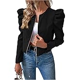 SOLY HUX Women's Zip Up Jacket Puff Long Sleeve Cropped Jacket Casual Outerwear