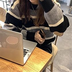 Women Y2K Argyle Striped Pullover Sweater Casual