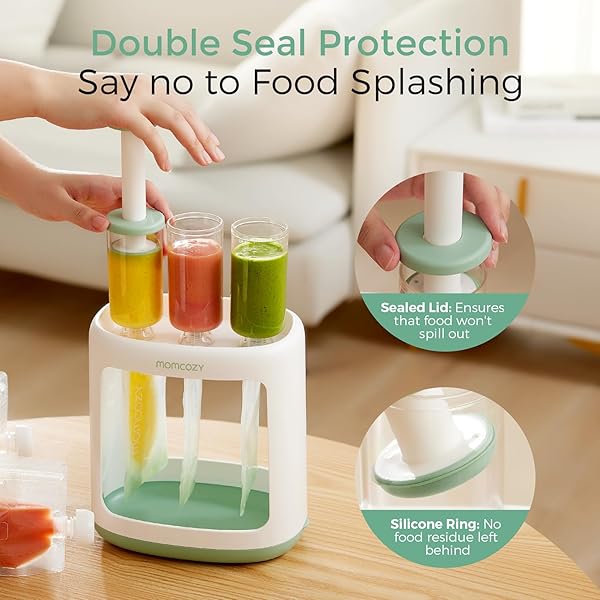 MOMCOZY SQUEEZE STATION,BABY FOOD MAKER,POUCH FILLER FOR HOMEMADE BABY PUREE, BPA-FREE, DISHWASHER SAFE, WITH REUSABLE BABY FOOD POUCHES FOR BABIES & TODDLERS