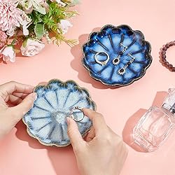 NBEADS 2 Pcs 2 Color Ceramic Jewelry Tray, Lotus