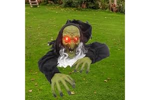 KILIKUALA Halloween Outdoor Decoration, Grounderbreaker Zombie Witch with Flashing Eyes Creepy Sound,Scary Crawling Halloween Props Décor Best Halloween Decorations, Haunted House Outdoor, Lawn, Yard Decor