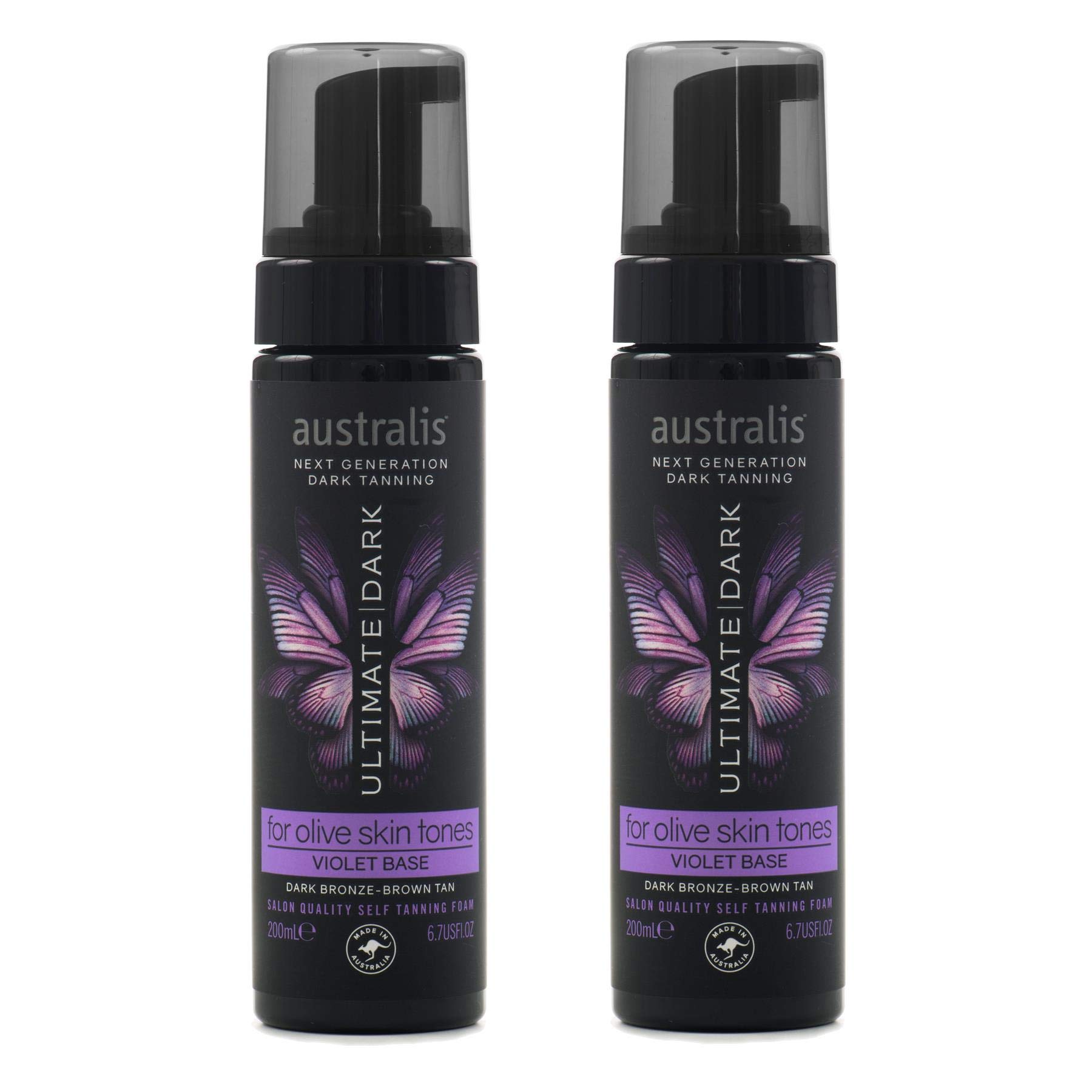 Australis Ultimate Dark Self Tanning Foam 200ml - Olive Skin Tones - Violet Base - Set of 2