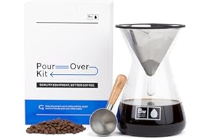 Barista Warrior Pour Over Coffee Maker Set – Pour Over Kit Includes Large Glass Carafe, Reusable Dripper Filter, and Coffee Scoop – 8 Cup Drip Brewer (34oz | 1000ml)
