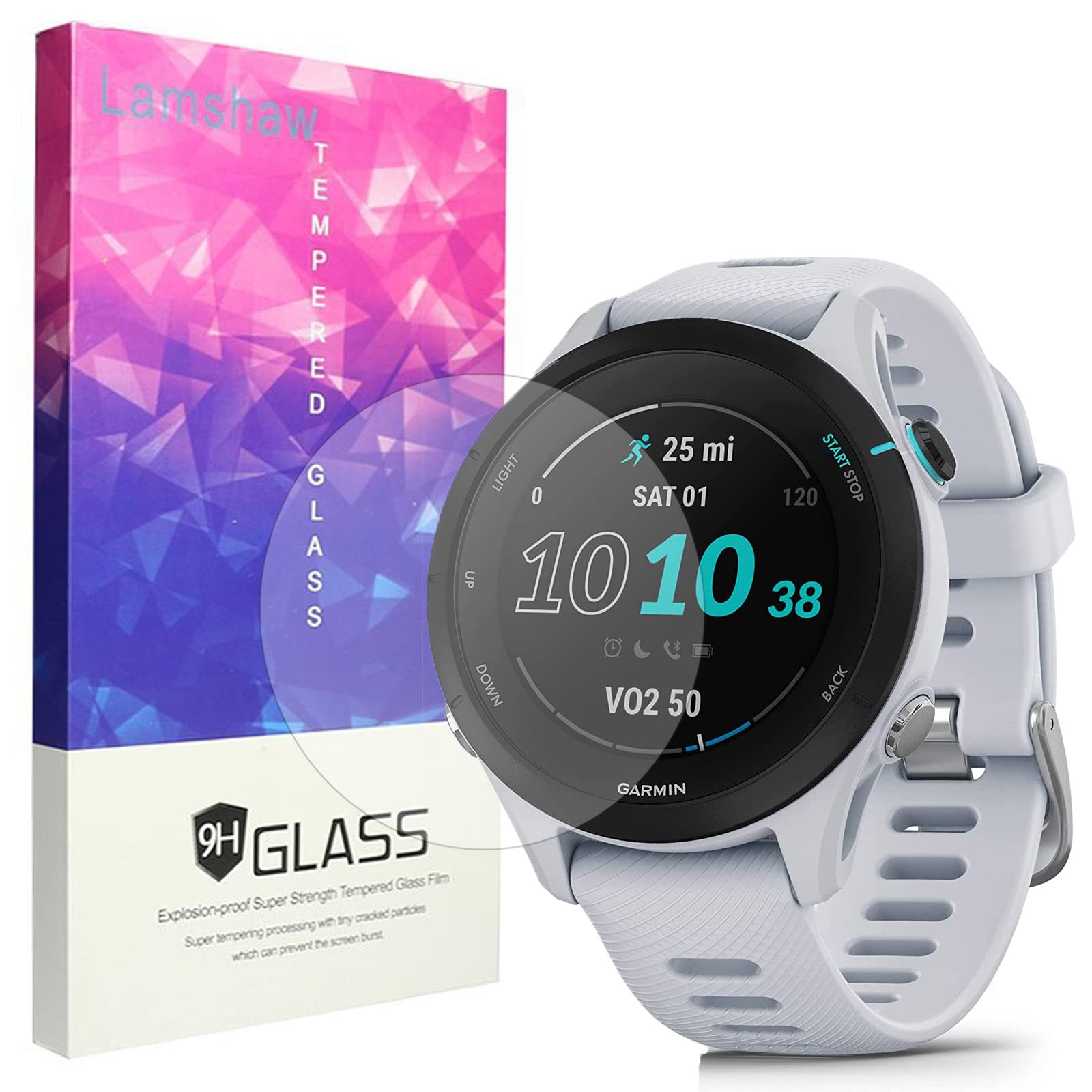 Compatible for Garmin Forerunner 255 Screen Protector, onetuo [3 Pack] 9H Tempered Glass Screen Protector Film Compatible for Garmin Forerunner 255/255S Smartwatch (41mm case Forerunner 255S-3 pack)