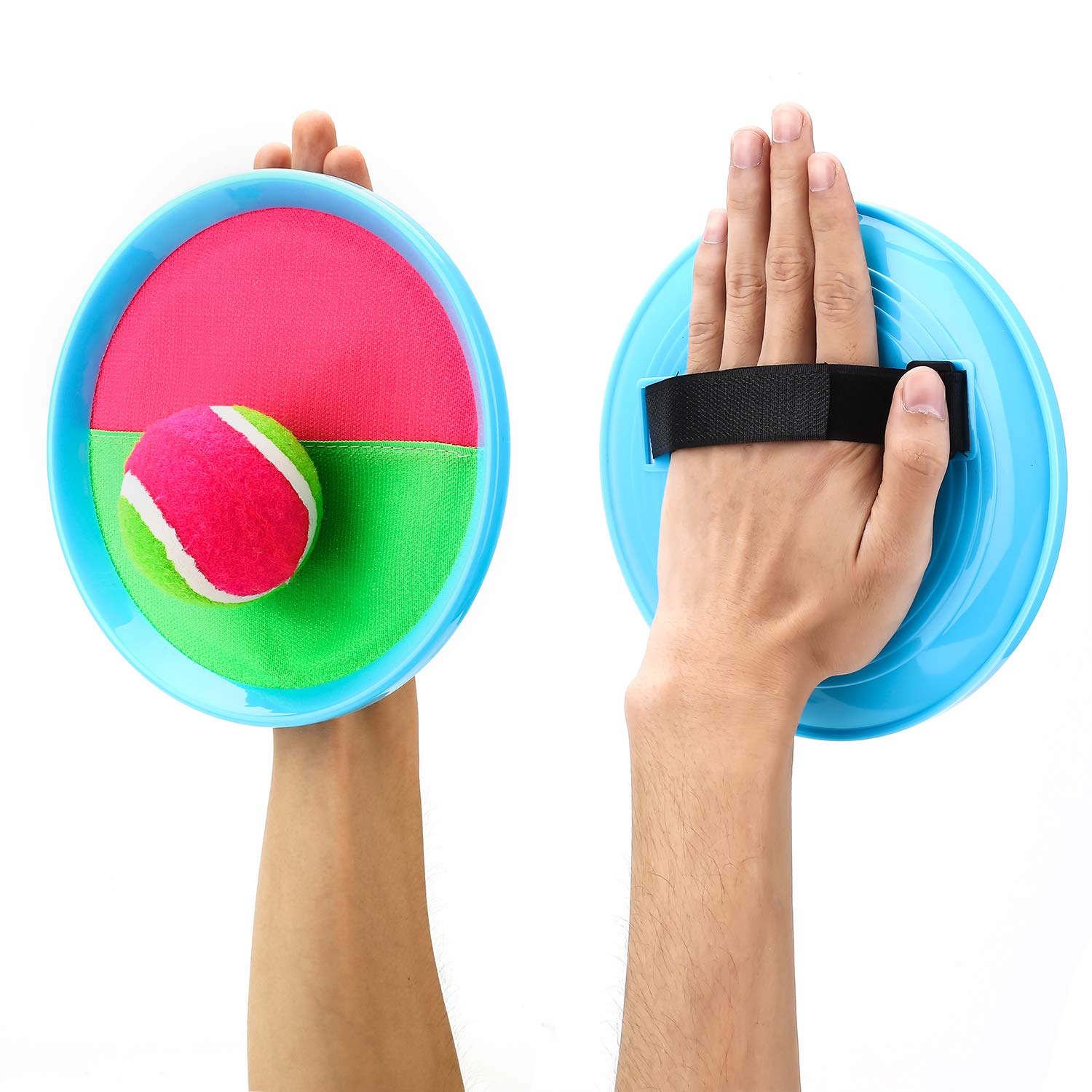 Ayeboovi Paddle Toss and Catch Ball Set - Self Stick Paddle Game with 4 Paddles, 4 Balls and 1 Storage Bag