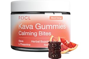 FOCL Kava Gummies Calming Bites - Calm and Relaxation Chewables with Kava Extract and L-Theanine - Plant-Based, Low-Calorie, Non-GMO Stress Gummies for Adults - Blood Orange, 30 Count