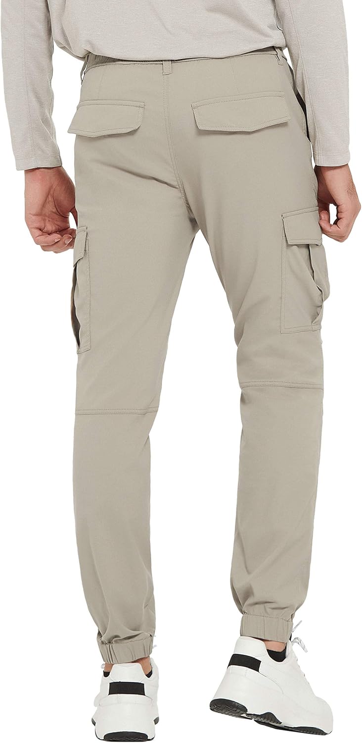 PULI Men's Hiking Cargo Pants Slim Fit Stretch Jogger Cycling Waterproof Outdoor Trousers with Pockets: Clothing