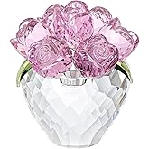 RONG KRISTO Crystal Pink Rose Figurine Ornament,Rose Flower Gifts for Wife Mom Girlfriend,Bouquet Glass Flowers Decor for Christmas Day Wedding Anniversary