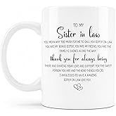 QICLM Sister-in-Law Gifts Ceramic Coffee Cup, to My Sister in Law Coffee Tea Mugs 11 oz