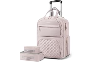 ZOMFELT Carry On Underseat Multi-functional, 17-inch Rolling Lightweight Overnight Suitcase, Wheeled Carry On Case for Airplanes, Travel Carry on Suitcase with Wheels for Women Men Work Travel, Pink