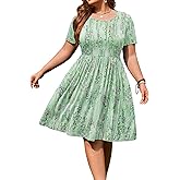 IN'VOLAND Womens Plus Size Dresses Summer Short Sleeve Casual Loose Empire Waist Flowy T-Shirt Dress with Pockets Light Green