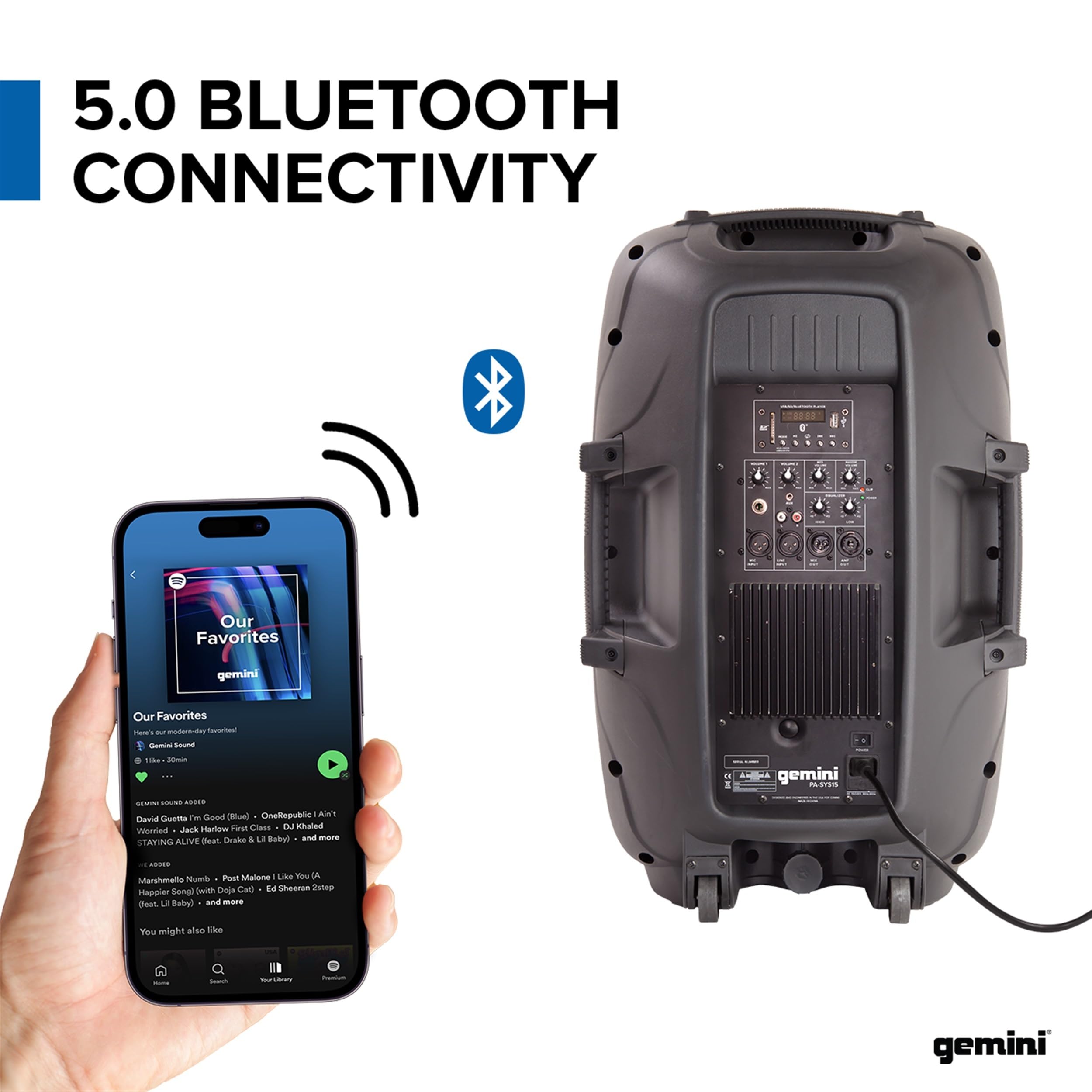 Gemini Sound Bluetooth Dual Active/Passive 15" Inch