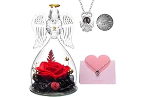 ANWEAO Flowers for Delivery Prime, Christmas Angel Roses Gifts for her, Angel Gifts for Mom Wife Girlfriend, Preserved Real Rose Gifts for Women, Glass Angel Figurines Gifts Blessing for Anniversary Birthday Mothers Day