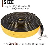 Yotache Draught Excluder Tape 2 Rolls 12mm x 6mm x 4m Black Foam Seal view 4