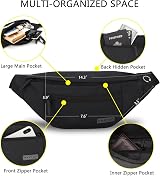 MAXTOP Large Bumbag Waist Fanny Pack Running Belt with Headphone Port Black view 3