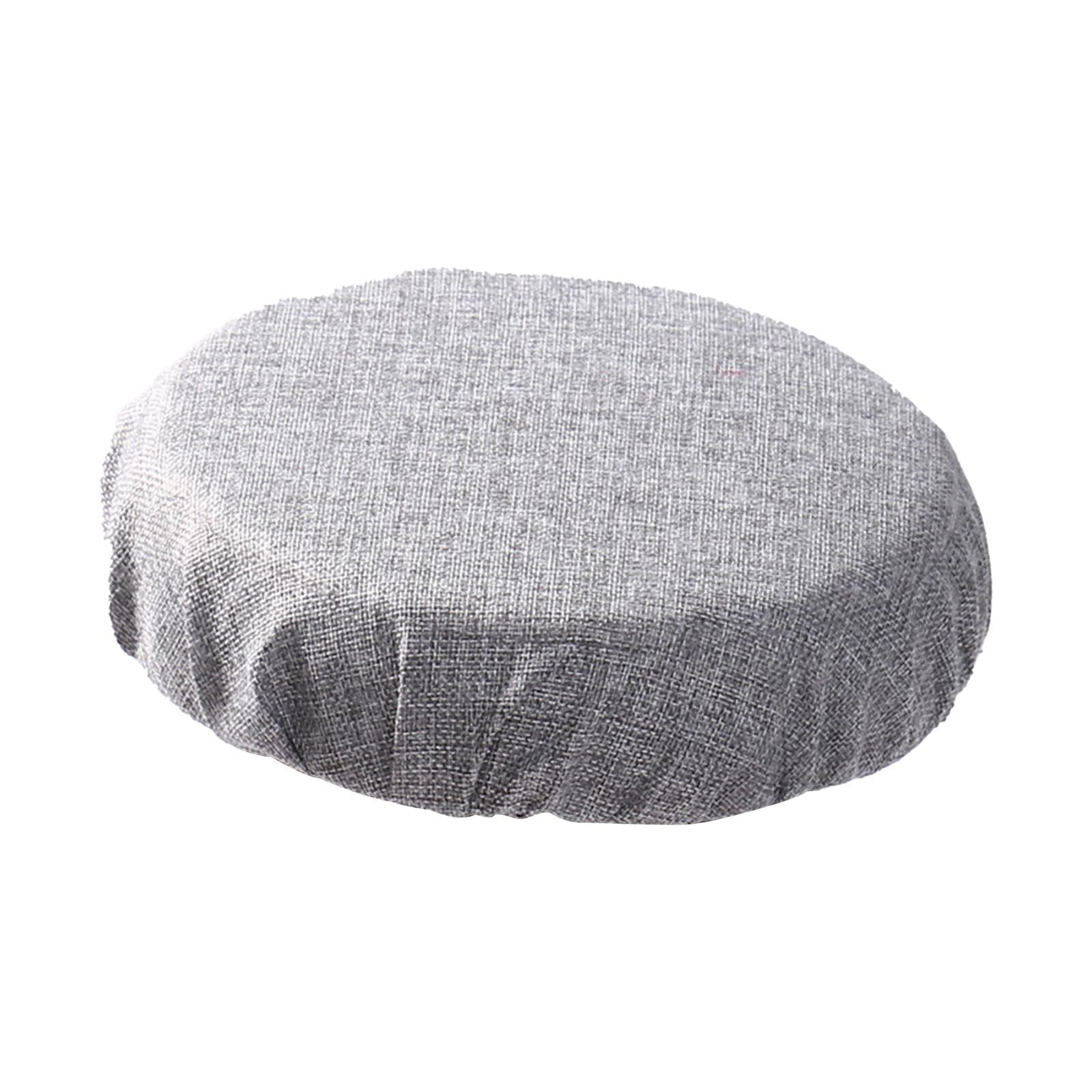 Harayaa Collapsible Telescopic Stool with Cushion Seat for Indoor/Outdoor Use, Imitation Linen, Gray