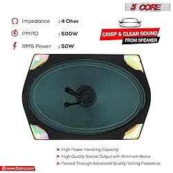 5 CORE 6x4 Car Speakers Pair 200W Peak Replacement