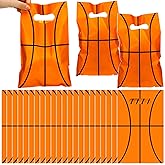 Sinmoe 100 Pcs Basketball Goodie Bags Basketball Treat Candy Bags Plastic Party Favor Gift Theme Gift Supplies for Kids Birthday Party (6.5 x 9.84 In)