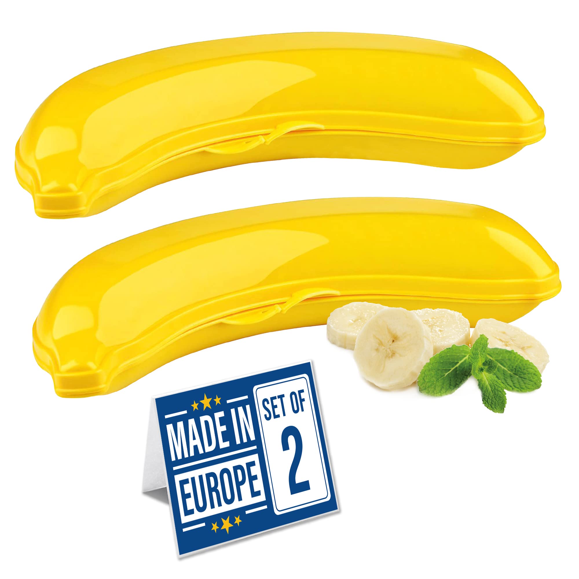 Crystalia Big Banana Case 23cm, 2 Packs, Reusable Premium Quality Protector, 100% BPA-Free Banana Saver Case, Dishwasher Safe, Fruit Keep Fresh Container