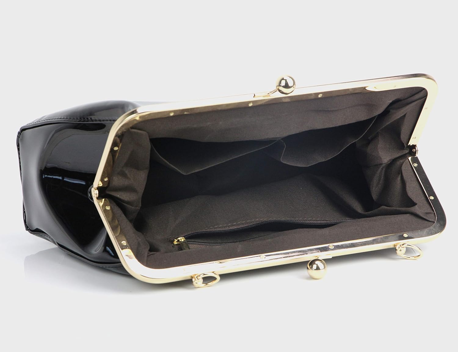 Vintage Kiss Lock Handbags Shiny Patent Leather Evening Clutch Purse