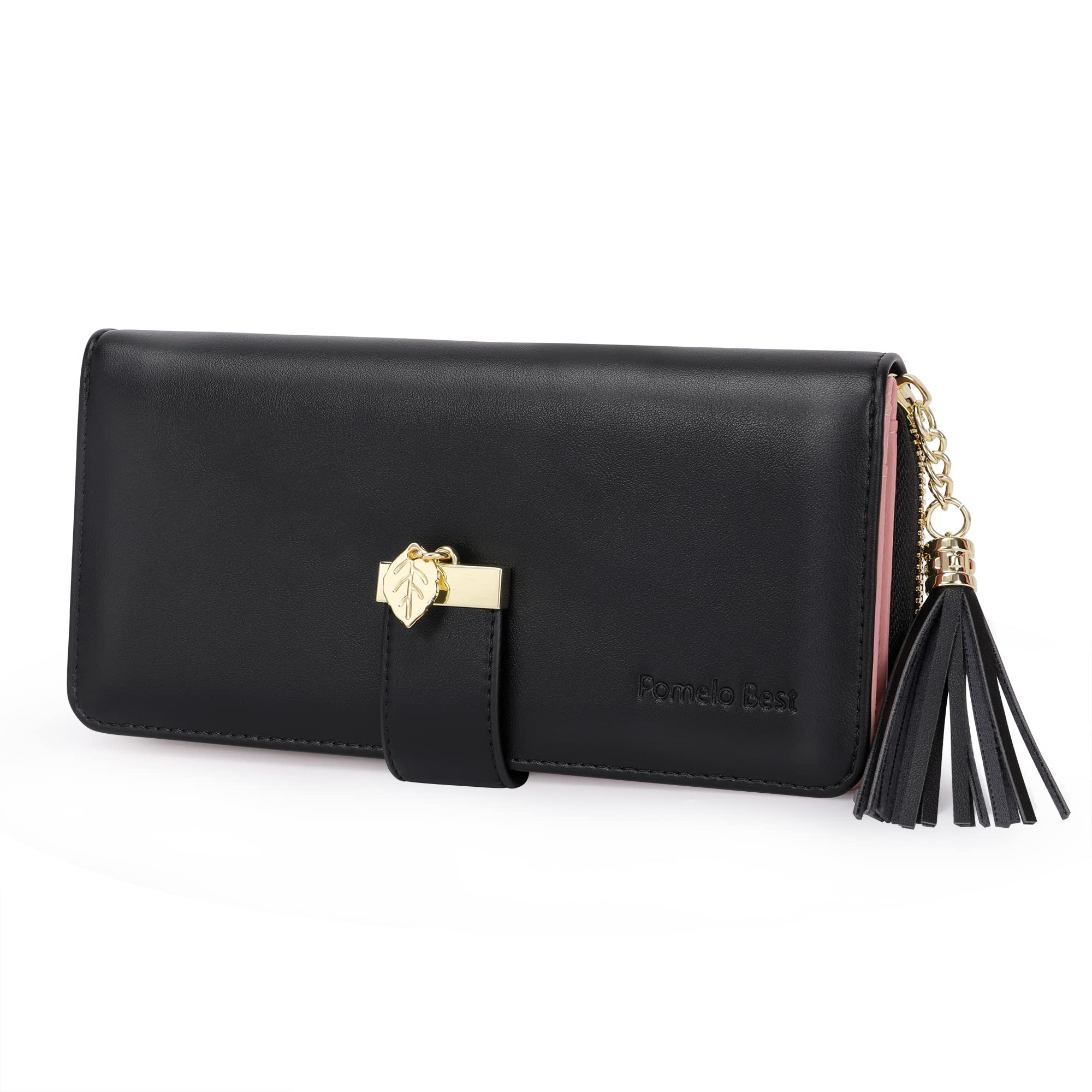 RFID Wallets for Women with Multiple Card Slots and Cellphone Compartment, womens wallet (black)