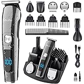 QBZDOUA Mens Hair Clipper Beard Trimmer Cordless Mens Grooming Kit Trimmer for Beard Head Face and Body Waterproof IPX7 LED Power Display