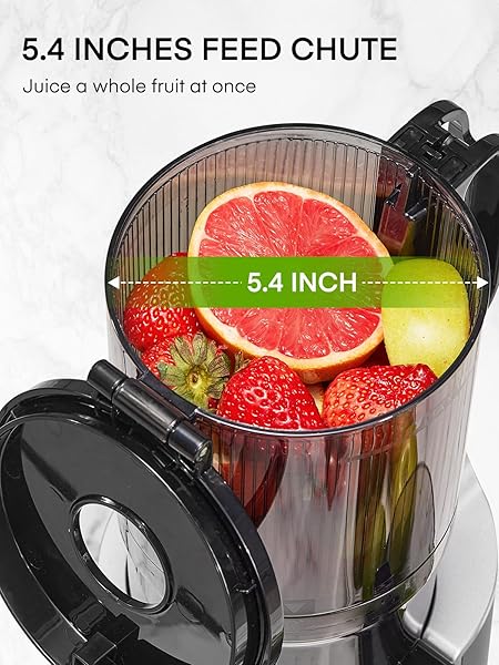 JUICER MACHINES, 5.4″ EXTRA LARGE FEED CHUTE FIT WHOLE FRUITS & VEGETABLES, SLOW MASTICATING COLD PRESS JUICER EASY TO CLEAN, 250W, HIGH JUICE YIELD