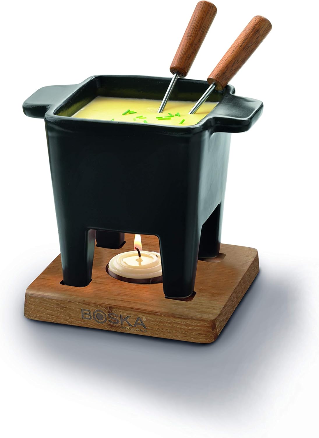 Boska Holland Tealight Fondue Set, For Cheese or Chocolate, Tapas, 200 mL Black, Pro Collection