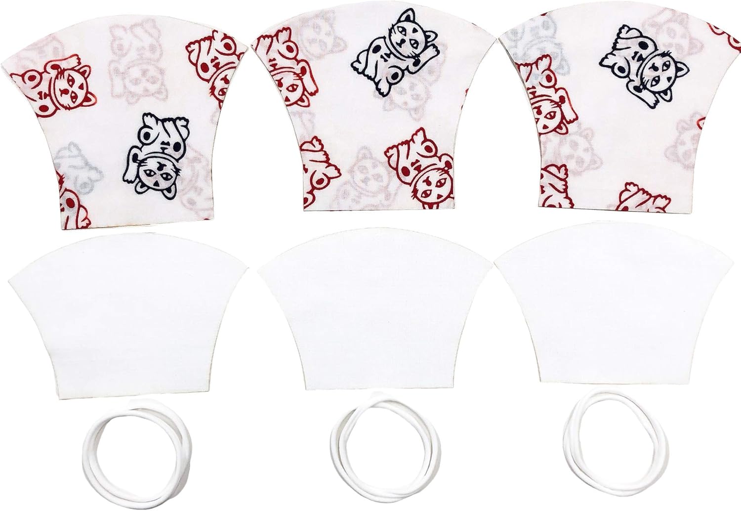 Amazon Co Jp 江戸てん 手作り 手芸キット マスク 日本製注染手ぬぐい カット済生地と耳ゴムのセット 梨園染手ぬぐい 招き猫 白地 裏晒白 白ゴム 3セット ホビー