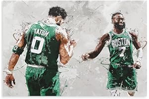 stortnate Jayson Tatum, Jaylen Brown Poster Basketball Wall Art Canvas Poster Bedroom Decor Sports Landscape Office Room Decor Gift Unframe:12x18inch(30x45cm)