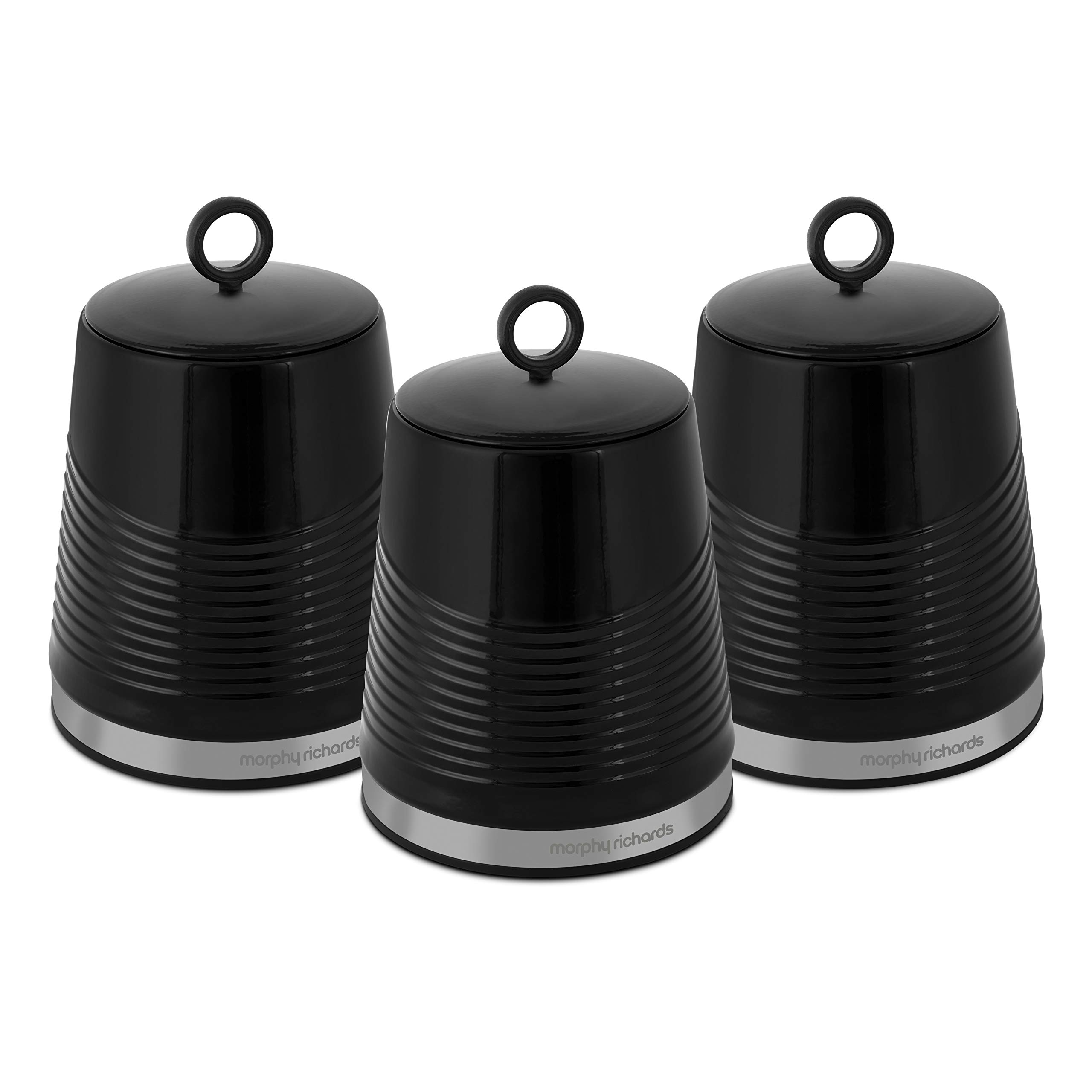 morphy richards tea coffee sugar canisters black