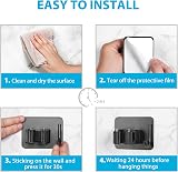homeasy Mop Broom Holder 4 Pcs Stainless Steel Self Adhesive Wall Mount Black view 8