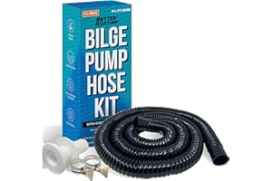 1 1/8 Bilge Pump Hose Kit for Boats - Hose Adapter with Thru Hull and Discharge Fitting - 6.5 Ft Hose - 1-1/8 or 3/4 Inch Opt