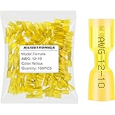 haisstronica 100pcs Yellow Heat Shrink Female Spade Connectors,12-10 Gauge Insulated Electrical Crimp Wire Terminals