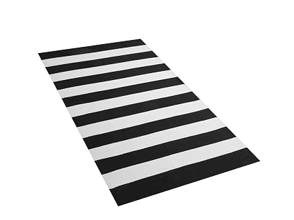 Beliani Tappeto Da Esterno Bianco Nero 80 X 150 Cm Tavas