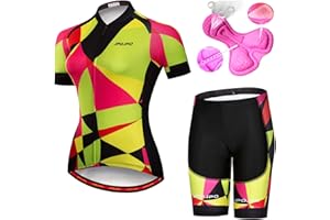 JPOJPO Women's Cycling Jersey, Short Sleeve and Summer Bib Padded Cycling Shorts